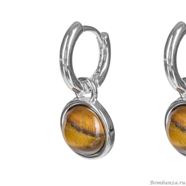 Серьги Fiore Luna, TIGER EYE, LE1115 BR/S, серебристые